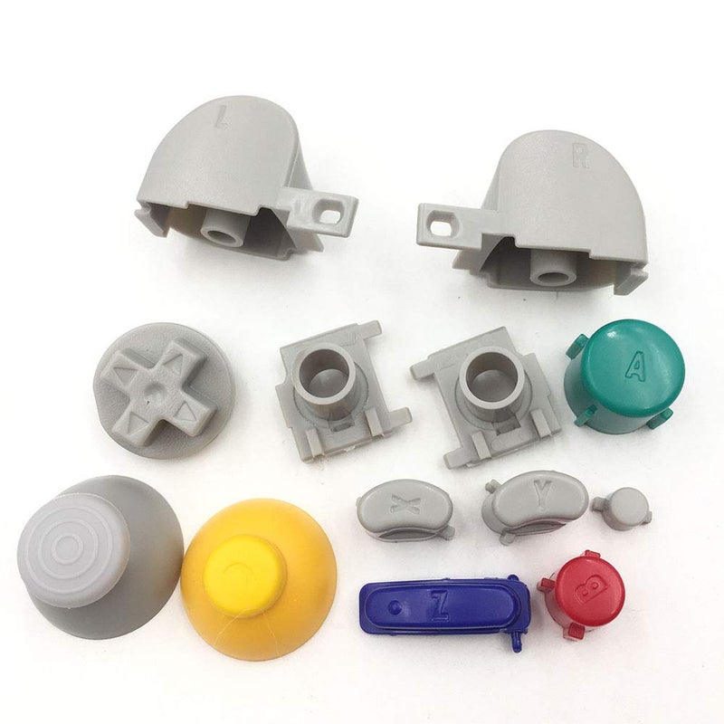 Rowsmau Colorful L R Right Left Trigger Buttons D-Pad Mod Kit Set Full Button Joystick Thumb Grip Thumbstick for NGC Controller Replacement Parts 1 - Image 1